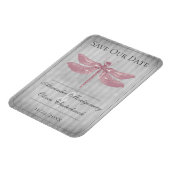 Roze met juwelen versierde Libelle Save the Date Magneet (Linkerzijde)