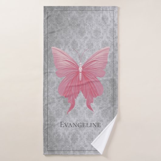 Roze met juwelen versierde vlinder bad handdoek (Badhanddoek)