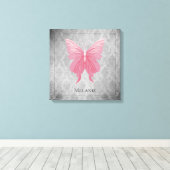 Roze met juwelen versierde vlinder canvas afdruk (Insitu (Houten vloer))