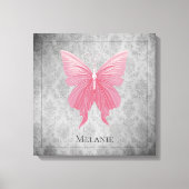 Roze met juwelen versierde vlinder canvas afdruk (Voorkant)