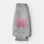 Roze met juwelen versierde vlinder flesjeskoeler (Voorkant)