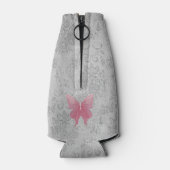 Roze met juwelen versierde vlinder flesjeskoeler (Achterkant)