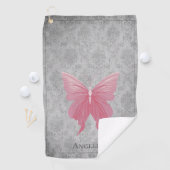 Roze met juwelen versierde vlinder golfhanddoek (Insitu)