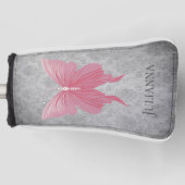 Roze met juwelen versierde vlinder golfheadcover (Voorkant)