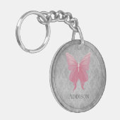 Roze met juwelen versierde vlinder sleutelhanger (Voorkant Links)