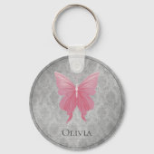 Roze met juwelen versierde vlinder sleutelhanger (Voorkant)