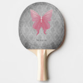 Roze met juwelen versierde vlinder tafeltennisbatje (Voorkant)
