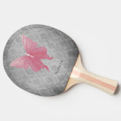 Roze met juwelen versierde vlinder tafeltennisbatje (Zijkant)