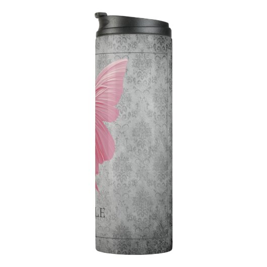 Roze met juwelen versierde vlinder thermosbeker (Geroteerd rechts)