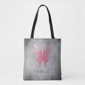 Roze met juwelen versierde vlinder tote bag (Voorkant)