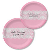 Roze met kant Baby shower Papieren Bordje