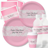 Roze met kant Baby shower Papieren Bordje