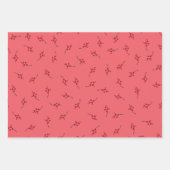 Roze met kerstpapier met rode bessen inpakpapier vel (Voorkant)