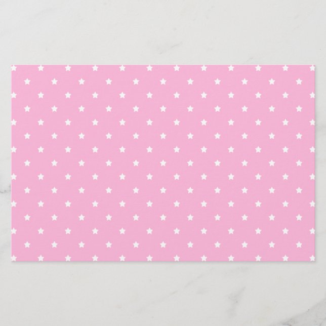 Roze met kleine witte sterren. (Voorkant)