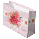 Roze met koraal en taupe groot cadeauzakje (Voorkant Gekanteld)