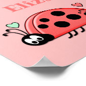Roze met ladyvogelharten en baby-naam poster (Hoek)
