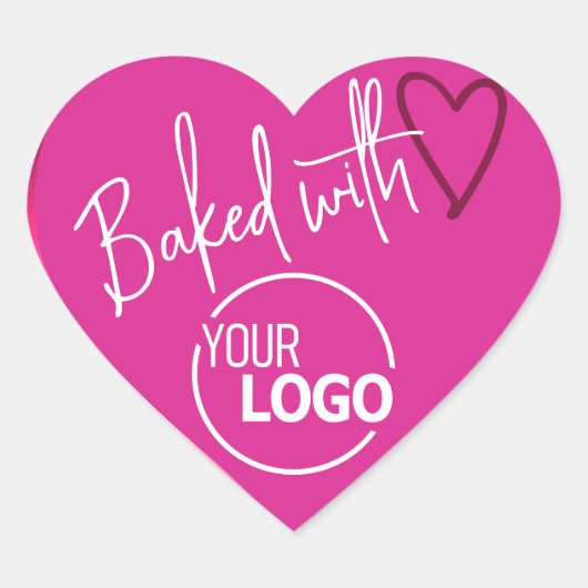 Roze met liefdeshomemade Baking Logo Sjabloon Hart Sticker (Voorkant)