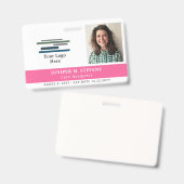 Roze met Logo & Foto Personeels-ID Badge (Voor- en achterkant)