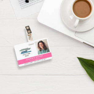 Roze met Logo & Foto Personeels-ID Badge