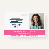 Roze met Logo- & Photo Employee-id Badge (Voorkant)