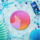 Roze met Mauve Bunny Papieren Bordje (Feest)