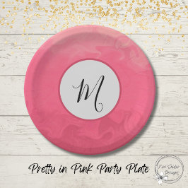 Roze met monogram in roze ombre papieren bordje