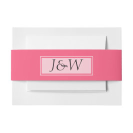 Roze met Monogrammen Band Uitnodigingen Wikkel