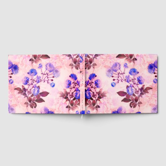  roze met Paarse Floral Print Gastenboek (Volledig)