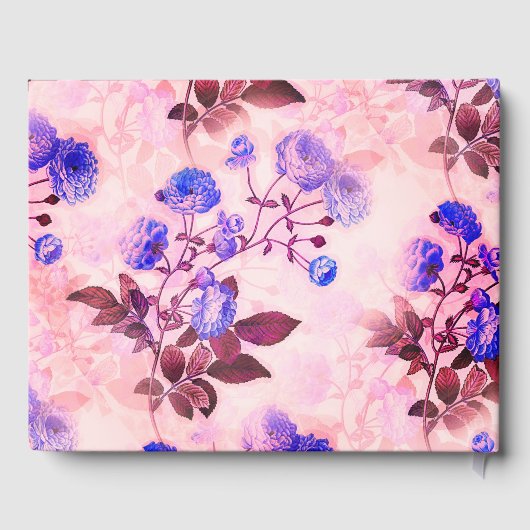  roze met Paarse Floral Print Gastenboek (Achterkant)