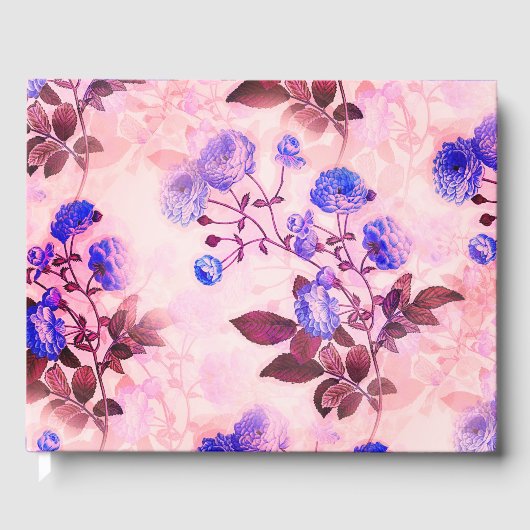  roze met Paarse Floral Print Gastenboek (Voorkant)