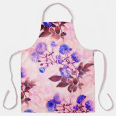 roze met Paarse Floral Print Schort (Voorkant)