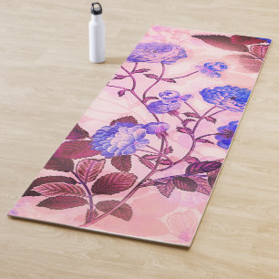 roze met Paarse Floral Print Yogamat