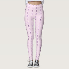 Roze met Paarse Nautische ankers Leggings