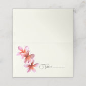 Roze, met Plumeria gemerkte escorte of Place Card  Plaatskaartje (Buitenkant ongevouwen)