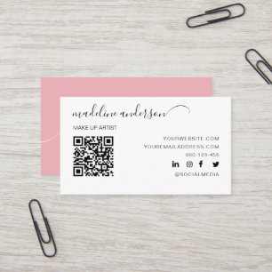 Roze met QR Code Professional Visitekaartje