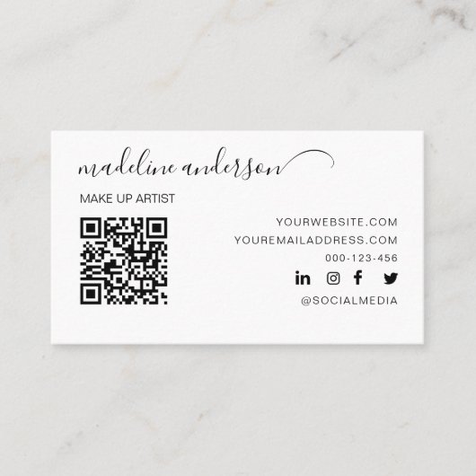 Roze met QR Code Professional Visitekaartje (Voorkant)