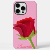 Roze met rode roos iPhone hoesje (Achterkant)