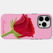 Roze met rode roos iPhone hoesje (Achterkant (horizontaal))
