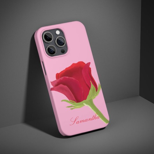 Roze met rode roos iPhone hoesje