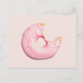 roze met roze bittendop gedrukt briefkaart (Voorkant)