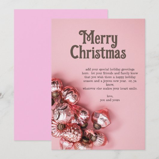 Roze Met Roze Ornamenten Feestdagenkaart (Voorkant / Achterkant)