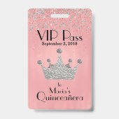 Roze met Silver Crown Quinceañera VIP Badge (Achterkant)