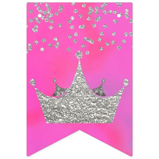 Roze met Silver Crowns Quinceañera Bunting Vlaggetjes (Tweede vlag)