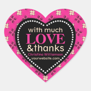 Roze met veel Liefde & Dank Liefdeshart Sticker