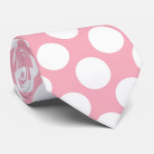 Roze met White Polka Dots Retro Stropdas (Opgerold)