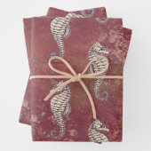 Roze met White Seahorse Inpakpapier Vel (In situ)