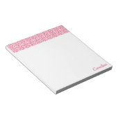 Roze met wit haakpatroon notitieblok (Schuin)