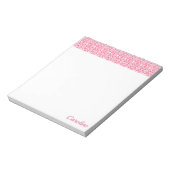 Roze met wit haakpatroon notitieblok (Linkerzijde)