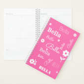 Roze met Witte Bloemen, Aangepaste naamplanner Planner (Display)