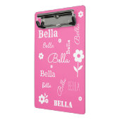 Roze met witte bloemen, Gepersonaliseerd Mini Klembord (Angled2)